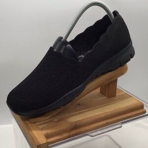Skechers Seager Stat Scalloped Collar Knit Black Classic Fit Slip-On Shoe